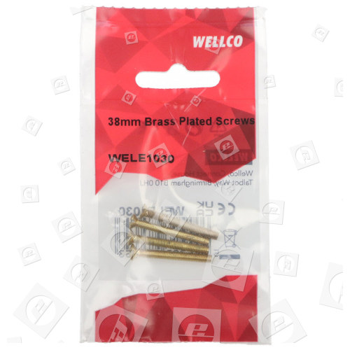 38mm Brass Plated Screws (Pack Of 4) Wellco