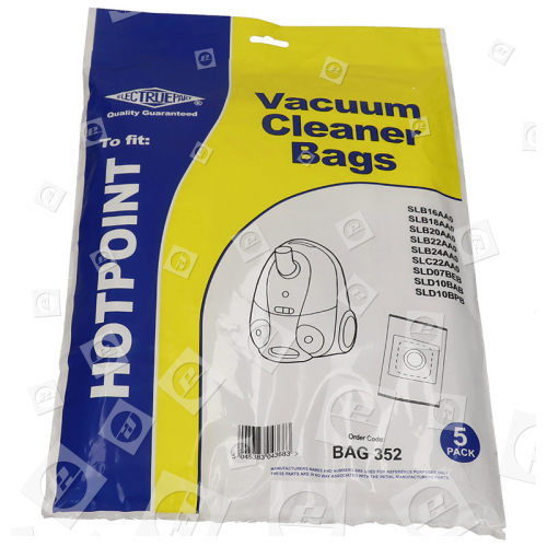 Sacs D'Aspirateur -Synthétiques Filtre-Flo BAG352 (Paquet De 5) Hotpoint