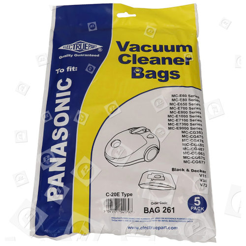 Electruepart BAG261 Compatible Panasonic C20E Vacuum Dust Bags - Pack Of 5