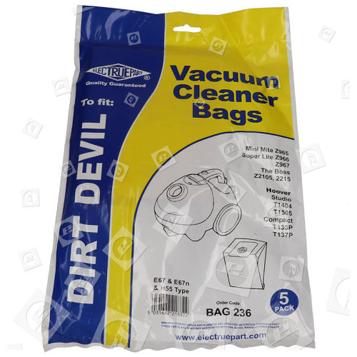 Electrolux BAG236 E67 Vacuum Dust Bags - Pack Of 5