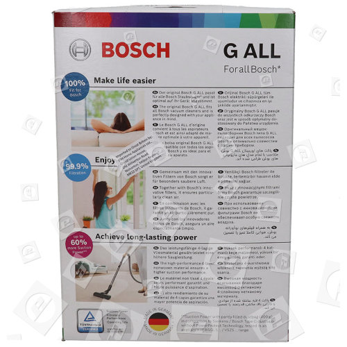 Sacs Aspirateur Synthétiques (Type G) (Paquet De 4) Bosch