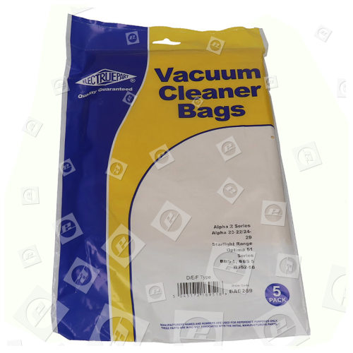 Sacs Aspirateur D/E/F ( Paquet De 5 ) - BAG269 -