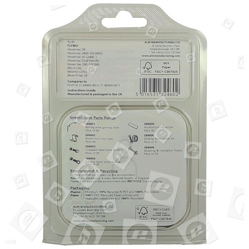 Lame In Plastica FL246 Del Tagliaerba - Per Modelli Flymo: Hovervac 28, Hovervac 2800 (HV2800), Hovervac 30 (2006-), Hovervac Dual Handle, Hover Vac 280 (HV280), Microlite, Minimo (2002-), Mow N Vac 28 Flymo