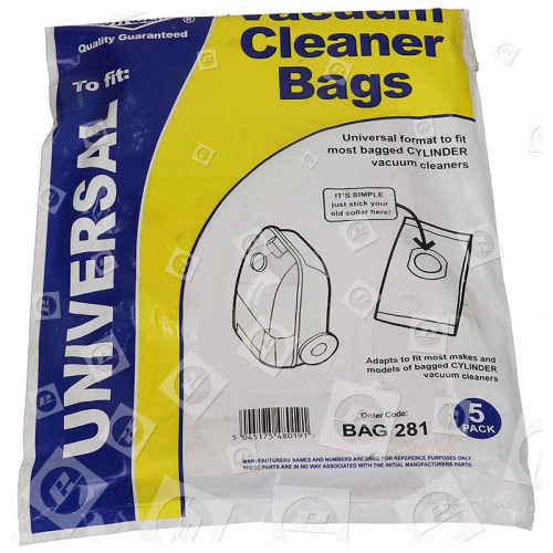 Sacchetto Universale Dell'aspirapolvere A Cilindro Universale - (confezione Da 5) BAG281 Cimex