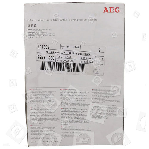 Electrolux Group Grobe 5S Vacuum Cleaner Synthetic Dust Bags And Filter Set