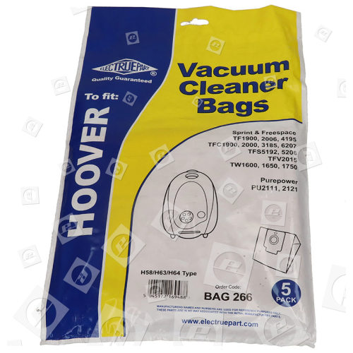High Quality Compatible Replacement BAG266 H58/H63/H64 Vacuum Dust Bags - Pack Of 5
