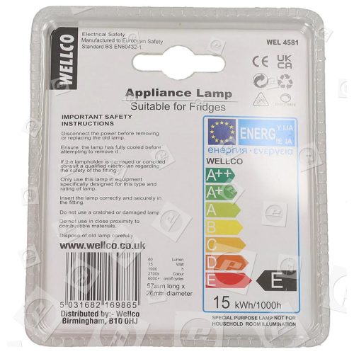 E14 Sel Lampe Globe Ampoule,15W Léger Ampoules,240V Réfrigérateur