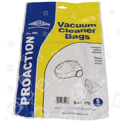 Aldi Electruepart BAG279 Proaction VC Vacuum Dust Bags - Pack Of 5