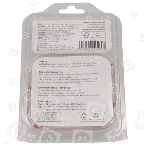 Cuchillas De Plástico De Cortacésped - Pack De 20 - Compatible Con ART26 MGT18 PXCLT5-018 ETC. ALM