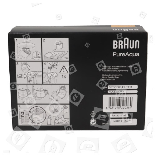 Cartuccia Filtrante Per Acqua KWF2(confezione Da 2) AromaSelect-12/18 KF185 Braun