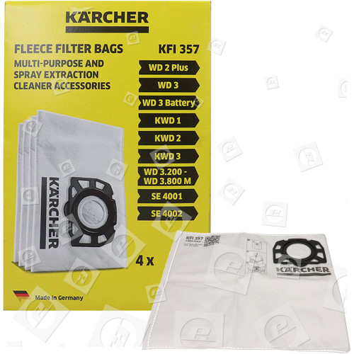 Vacuum Cleaner Filter Bag Fleece - Pack Of 4 WD3.300M Karcher