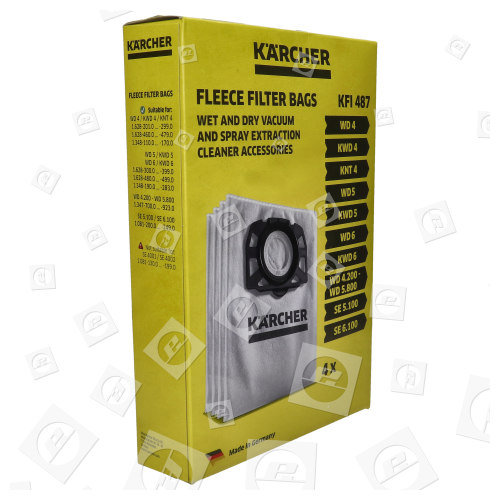 Karcher Vacuum Cleaner Fleece Filter Bags - Pack Of 4