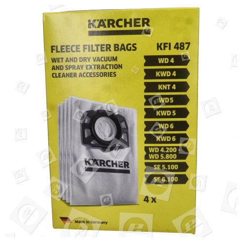 Karcher Vacuum Cleaner Fleece Filter Bags - Pack Of 4