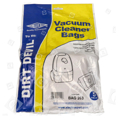 Electruepart BAG263 Vacuum Cleaner Dust Bags - Pack Of 5