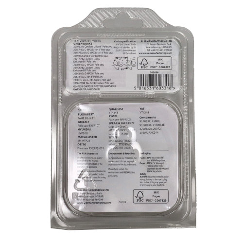 Qualcast Chainsaw CH033 20cm 8" 33 Drive Link Chainsaw Chain