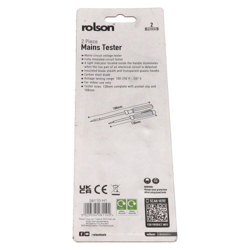 Rolson Rolson Mains Tester Insulated Screwdrivers &ndash; Set Of 2