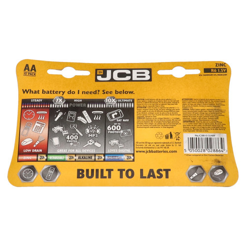 JCB JCB AA Zinc Batteries 1.5V - Pack Of 10