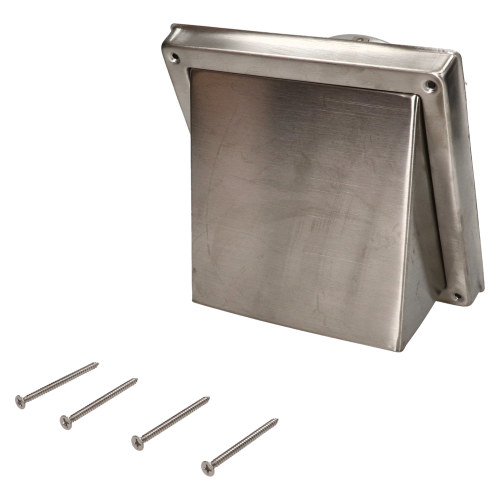 Compatible 100mm Cowled Outlet With Non-Return Flap - Stainless Steel