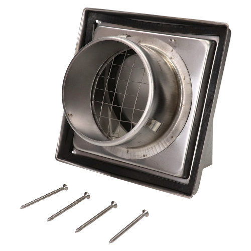 Compatible 100mm Cowled Outlet With Non-Return Flap - Stainless Steel