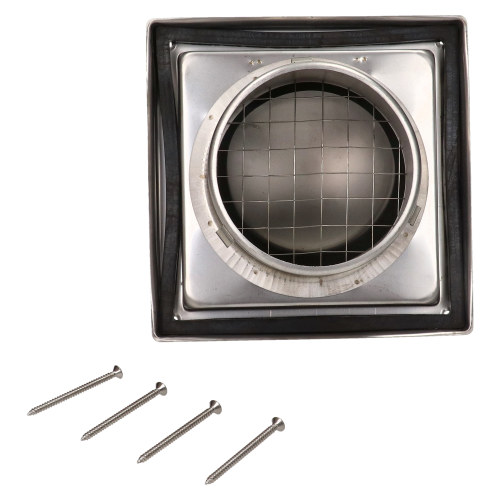 Compatible 100mm Cowled Outlet With Non-Return Flap - Stainless Steel