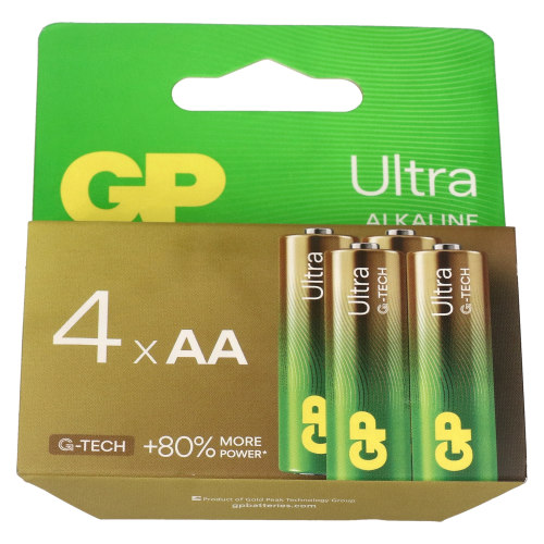 GP Batteries Ultra Alkaline AA Batteries - Card Of 4