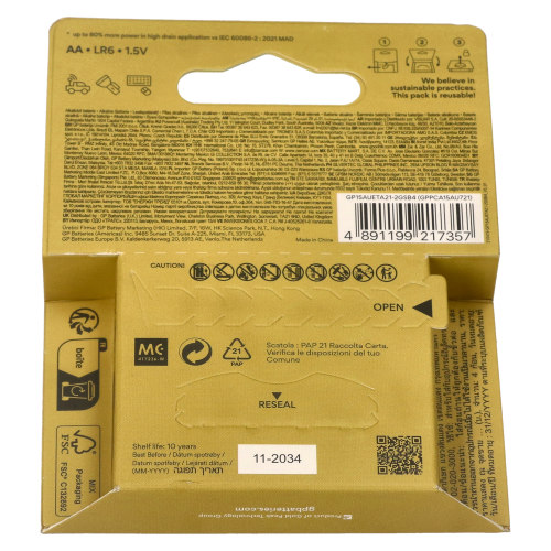 GP Batteries Ultra Alkaline AA Batteries - Card Of 4