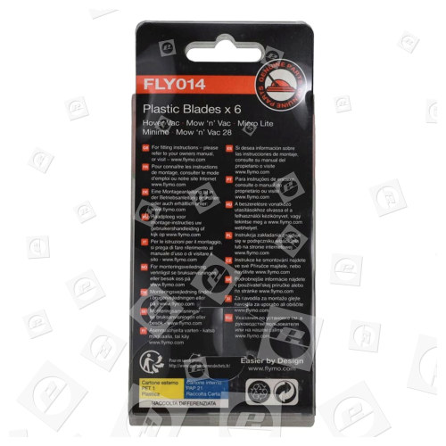 Lames En Plastique De Tondeuse À Gazon FLY014 (Paquet De 6) Flymo