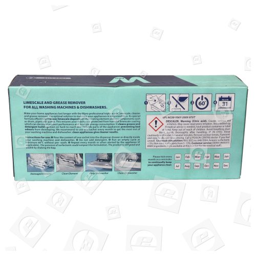 Wpro Washing Machine & Dishwasher Professional Limescale & Grease Remover - Pack Of 12