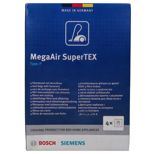 Sacs En Papier Pour Aspirateur Megaair Supertex P (Paquet De 4) Siemens