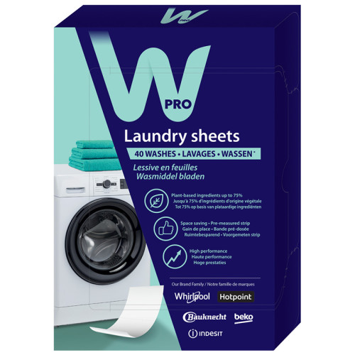 Wpro Eco-Friendly Washing Machine Detergent Sheets - 40 Washes | eSpares