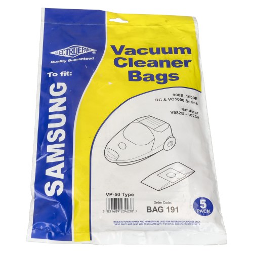 Philips Electruepart BAG191 Samsung VP50 Vacuum Dust Bags - Pack Of 5