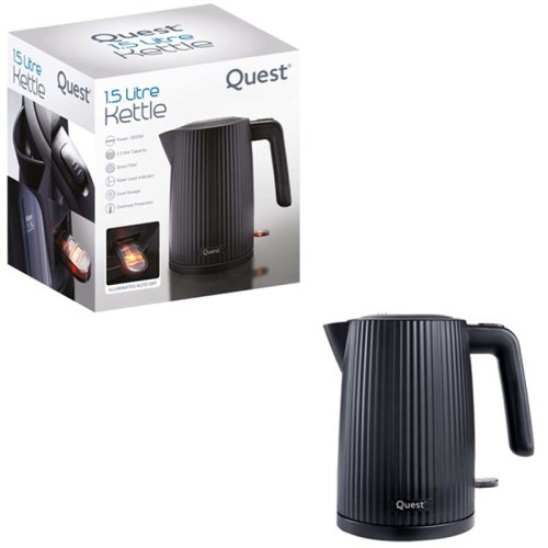 Quest Fast Boil 1.5L Black 32019 Grooved Kettle - 3000W