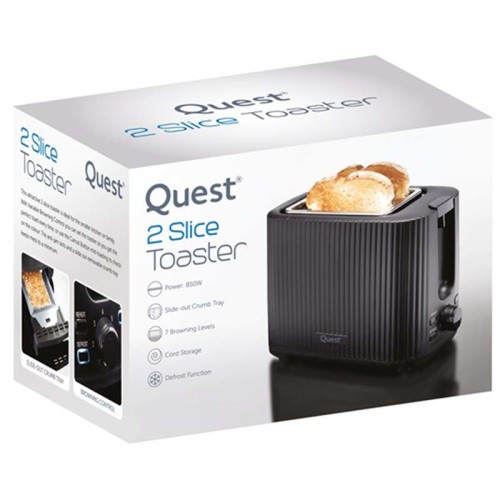 Quest 2-Slice Black 32029 Grooved Toaster - 930W