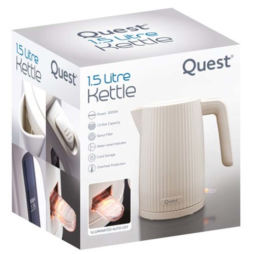Quest Fast Boil 1.5L White 32039 Grooved Kettle - 3000W