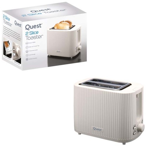 Quest 2-Slice White 32049 Grooved Toaster - 930W