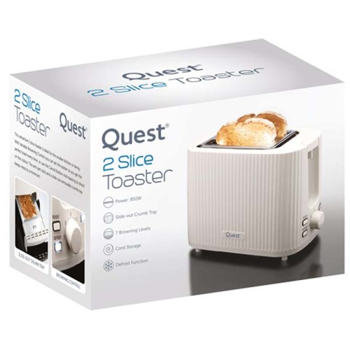 Quest 2-Slice White 32049 Grooved Toaster - 930W