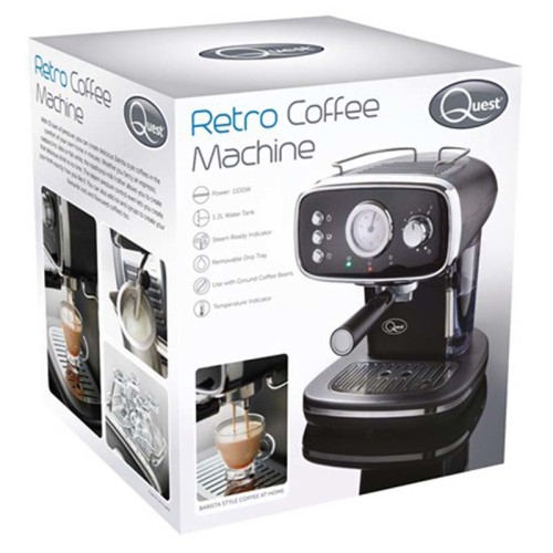 Quest Retro Coffee Machine 36569 With Milk Frother - 1100W