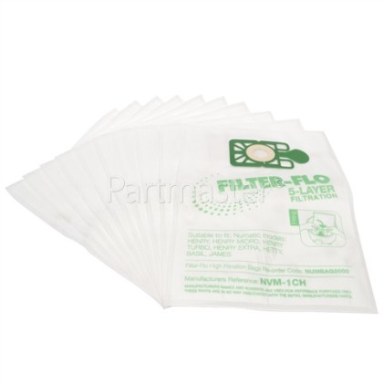 Numatic NVM-1CH Filter-Flo Synthetic Dust Bags (Pack Of 10)