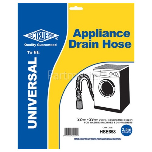 Hygena 2.5m Universal Drain Hose (Straight Ends) 22mm / 29mm, Internal Dia.s'