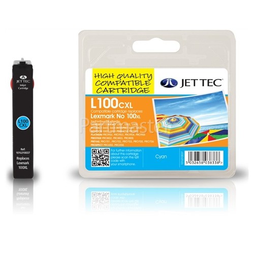 Jettec Compatible Lexmark 100XL Cyan Ink Cartridge - 14N1069E