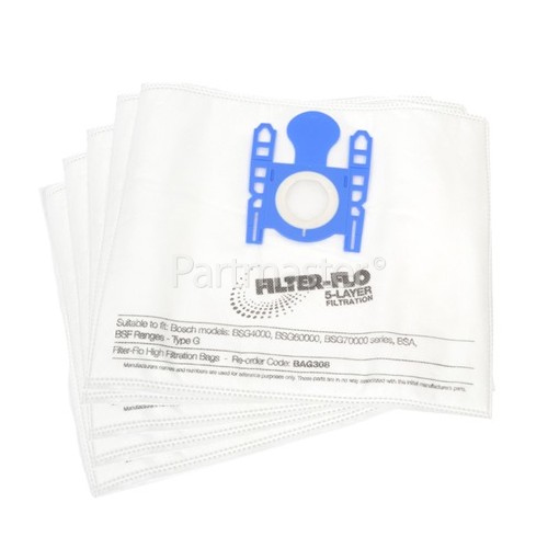 Master Type G Filter-Flo Synthetic Dust Bags (Pack Of 5) - BAG308