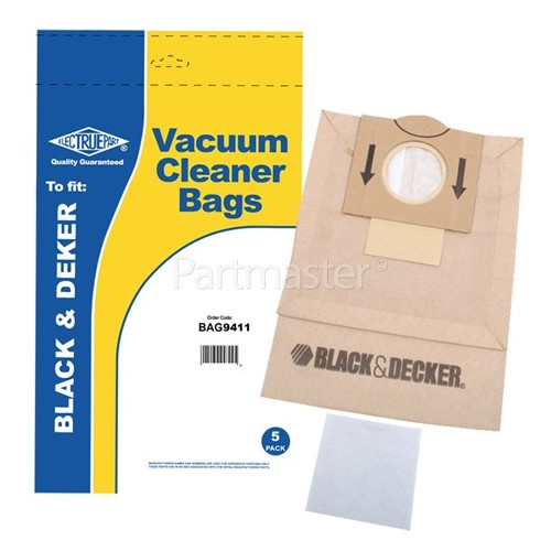 Black & Decker P50 Paper Bag & Filter Set (Pack Of 5 With 1 Filter Kit) - BAG9411