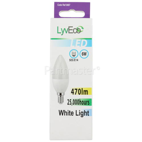 LyvEco 6W Ses Candle LED Bulb (White Light) 30W Equivalent