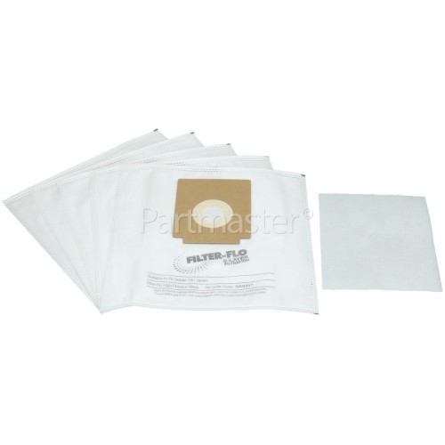 White & Brown Series 731 Filter-Flo Synthetic Dust Bags (Pack Of 5 & 1 Filter) - BAG317