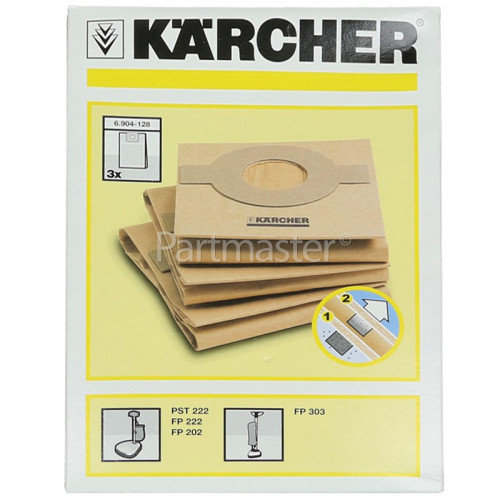 Karcher FP222 Paper Filter Bags - Pack Of 3