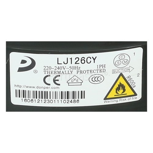 R600A Compressor - LJ126CY | www.partmaster.co.uk