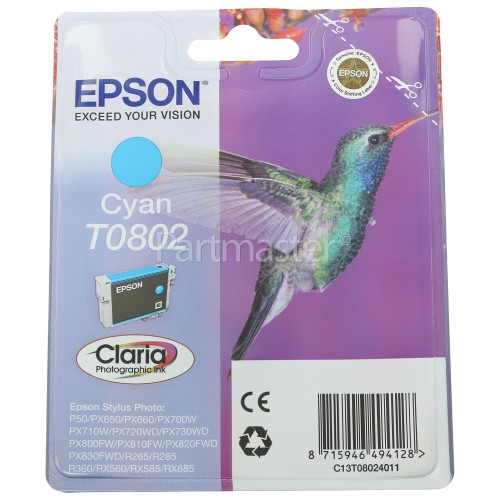 Epson DX4400 Genuine T0802 Cyan Ink Cartridge