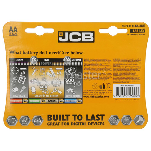 JCB AA Alkaline Batteries (Pack Of 12)