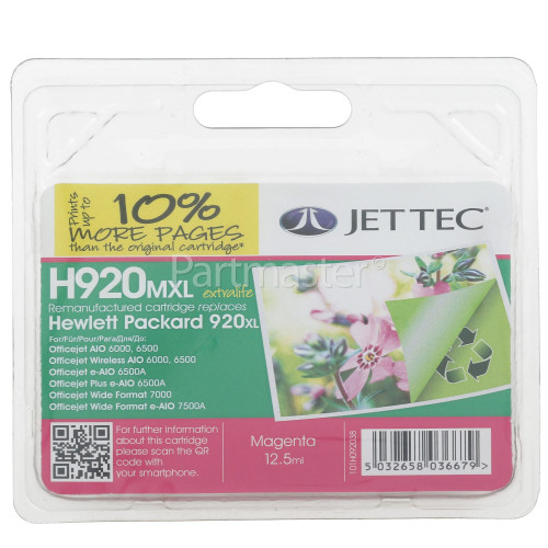 Jettec Remanufactured HP 920XL Magenta Ink Cartridge - (CD973AE)