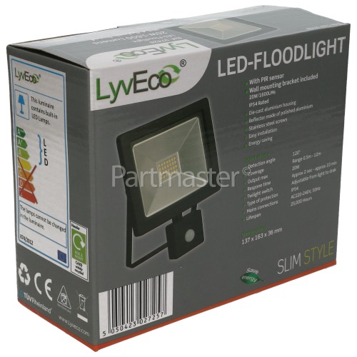 Lyvia 20W LED Slim PIR Floodlight